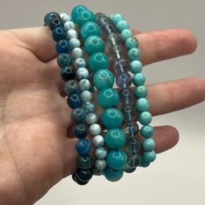 NWOT Aqua Crystal Bracelets Set of Five